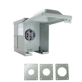 X-Haibei 50 Amp RV Power Outlet Box 125/250 Volt, NEMA 14-50R Enclosed Lockable Outlet Receptacle Electrical Panel, Weatherproof Outdoor Use for Camper Trailer