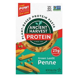 Ancient Harvest Gluten-Free Plant-Based High-Protein Vegan Pasta, Green Lentil and Quinoa Penne, 8 Ounce (Pack of 6)