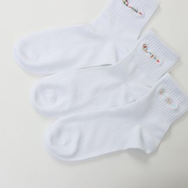 Champion CWSCY204 Women's Socks, Plain Socks, 3-Pair Set, Non-Pile Logo Embroidery, Script Logo, Quarter Length Socks, white
