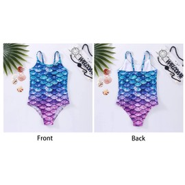 Xumplo Girls Swimsuits Toddler One Piece Mermaid Swimwear Off Shoulder Beach Bathing Suit for Kids 6-7 Years