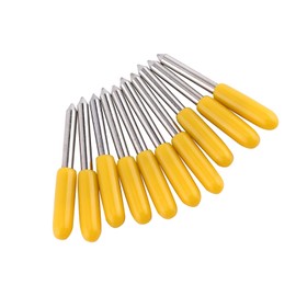Garosa 10pcs Plotter Knife Roland Cutting Knife Tungsten Steel Lettering Blade Plotter Blade with Cutter Blade for Cutting Plotter Yellow Cap with Band Saw Blades (30°)