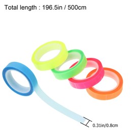 MAGICLULU Reading Tapes Highlighter Tape Removable 5 Rolls 0.8cm x 5m Colorful Aesthetic Book Tabs for Note-Taking and Indexing