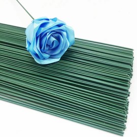 100 piezas de alambre de calibre 2 de tallo floral verde de 2 mm de diámetro, 8 pulgadas/20 cm, varillas de tallo de flores artificiales para arreglos de flores de papel, ramo, floristería, trozo de