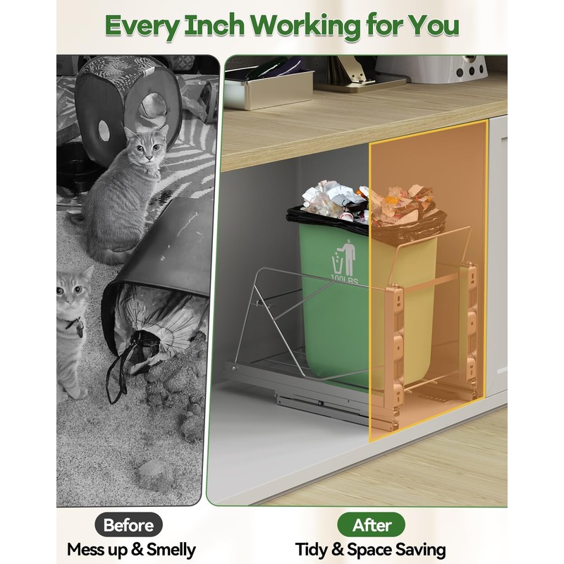 LIONONLY Pull Out Trash Can Under Cabinet, Door Mount &