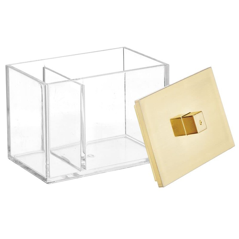 mDesign Modern Square Bathroom Vanity Countertop Storage Organizer Canister Jar