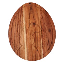 Affinity Decor Egg Shaped Wood Serving Board, Wood Cutting Board for Kitchen with Groove, Wooden Charcuterie Boards, Egg Bunny Serving Platter for Cheese and Food, 13" x 10.3"