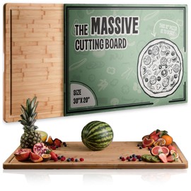 Massive Extra Large Cutting Board for Kitchen 30 X 20 by Grizzly Living - Heavy Duty Bamboo Chopping Boards for Meat, Veg & Charcuterie - Large Wooden Stove Top & Countertop (30" x 20")