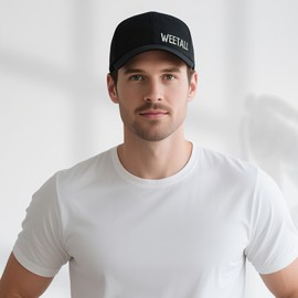 WEETALL Unisex Black Baseball Cap: Lightweight Adjustable Hat with Breathable Fabric, Ideal for Running, Hiking & Daily Wear