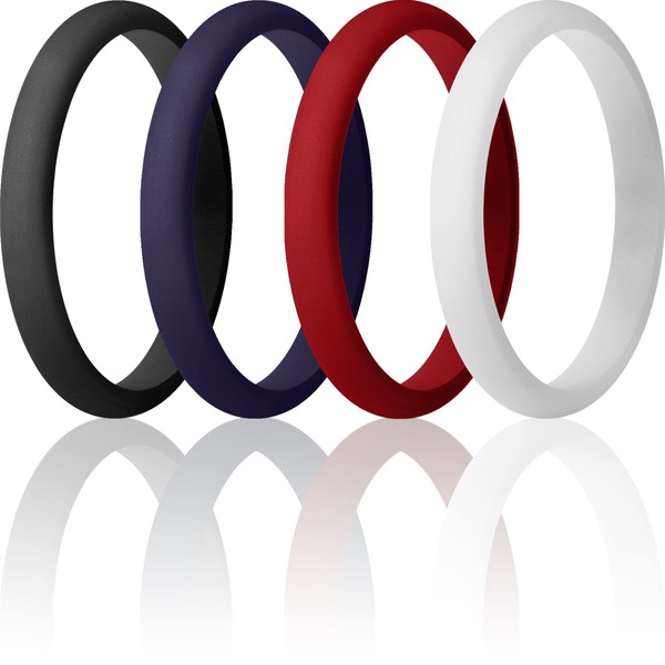 ThunderFit Stackable Silicone Wedding Rings for Women, Thin Rubber Engagement