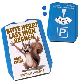 Desperate Squirrel Let Brain Rain Parking Disc Unique Design in Brown Tones on White Background Squirrel Motif Parking Disc