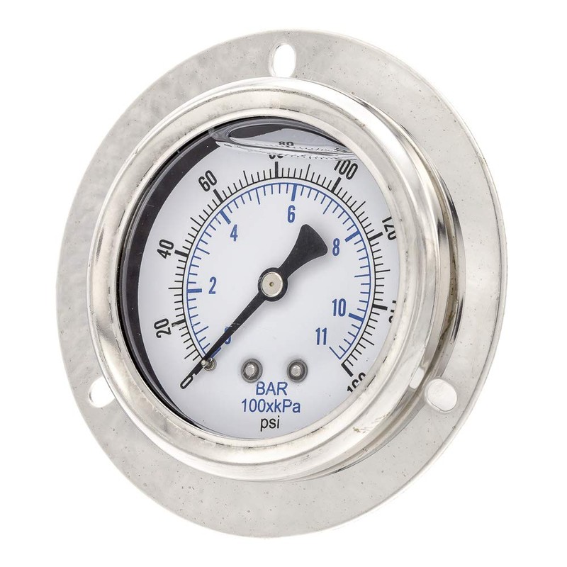 PIC Gauges 204L-404F Front Flanged Panel Mount Glycerine Filled Pressure