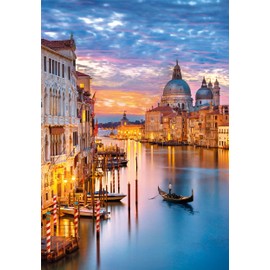 Clementoni 35542 Jigsaw Collection-Lighting Venice 500 Pieces-Poster Included, Puzzle for Adults 14-99 Years, Gift for Men/Women, City, Landscape, Made in Italy, Multicolor