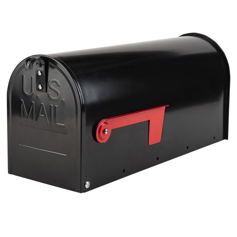 RAINHOL Black Metal Mailboxes for Outside Post Mount, Standard Mail