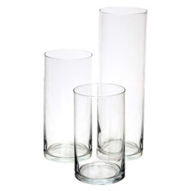 Royal Imports Glass Cylinder Vases for Centerpieces – Set of 3 Clear Hurricane Vases for Wedding, Table Decor, Floating Candles, Flowers – Glass Candle Holders, Tall Clear Vase Set, 7.75” / 8” / 10.5”