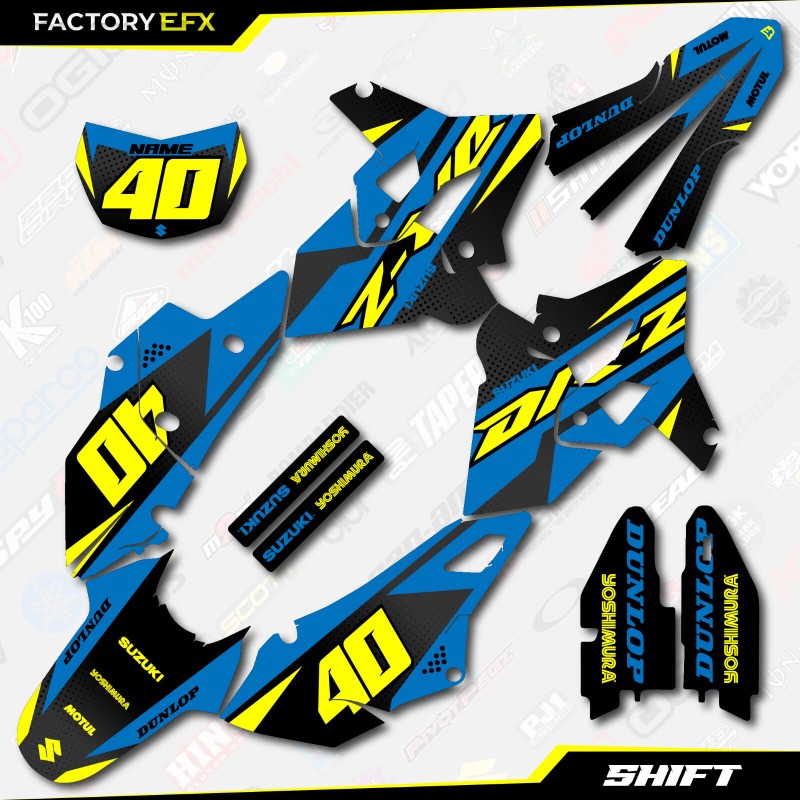 Factory EFX Blue & Yellow Shift Polisport Restyle Graphics Kit