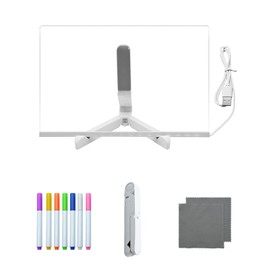 Led Note Board with Colors, Led Light Up Acrylic Message Board 7 Colors Pen/Stand, Led Drawing Writing Board for Kids, Arts Doodle Note Board for Office School Home (30x20CM)