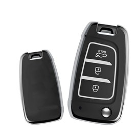 KUNIO Key Case Suitable for Hyundai Kona i30 Tucson NX4 2019 2020 2021 2022 2018 2017 2016 Protective TPU Car Key Protection Flip Key Cover 3 Buttons B Black