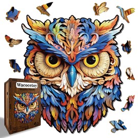 Wacocetoy Wooden Puzzles for Adults -Owl Unique Puzzles ，Irregular Animal Shaped Wooden Jigsaw Puzzles，Eco-Friendly Puzzle Creative Gift for Adults and Kids Family Game，11.1 x 9.58 inch
