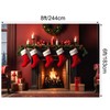 VitalCozy Christmas Fireplace Backdrop Christmas Xmas Tree Stocking Polyester Background