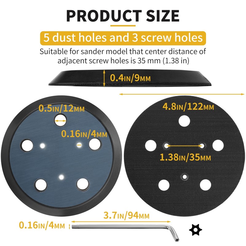 5 Inch 5 Hole Orbital Sander Replacement Pad for Porter