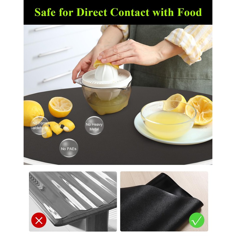 FURKIT Black Plastic Table Cover Protector, 48" Round Waterproof Easy