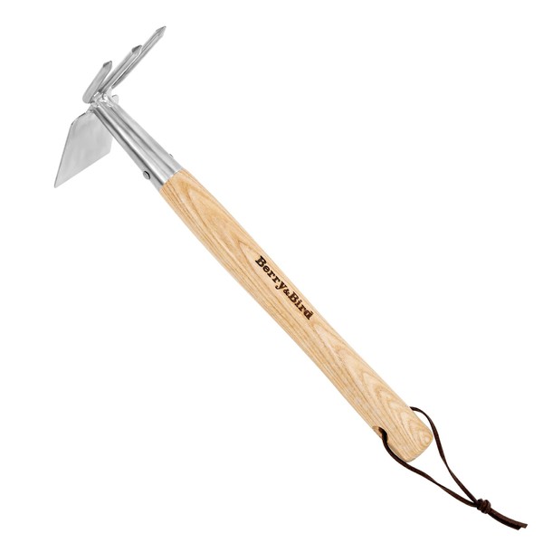 Berry&Bird 2-in-1 Hand Tools Hoe and Cultivator, Stainless Steel Garden