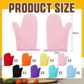 Dandat 24 Pairs Oven Mitts Quilted Terry Cloth Lining Extra Long Heat Resistant Kitchen Glove Christmas Cotton Microwave Baking Glove for Reliable Flexible Cooking Grille BBQ, 11 Inch, 8 Colors