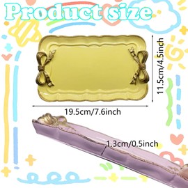 Cayway Set of 2 Vintage Style Tray, Vintage Resin Tray, Bow Knot Resin Plate for Towel Tray, Fruit Trays, Rings, Bracelets, Earrings Holder, Purple and Yellow