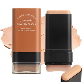 Flawless Face Foundation Stick,Korean Lightweight Hydrating Foundation Contour Stick with Brush,Multi-Use Face Makeup Sticks,Waterproof Thin and Cover Blemishes for All Skin Types (03#Pink Velvet)