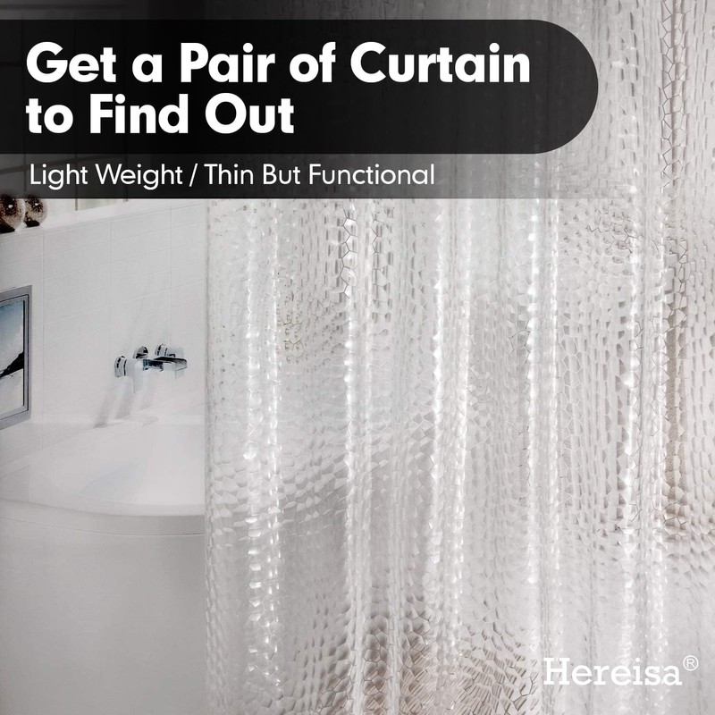 Hereisa 3D Water Cube Shower Curtain Liner (Clear, Narrow |