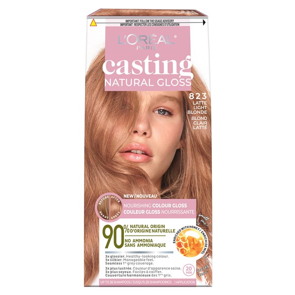 L’Oréal Paris Casting Natural Gloss Hair Color, 823 Latte Light