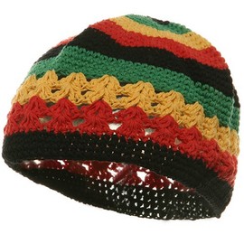 Hand Crocheted Beanie (02)-Rasta