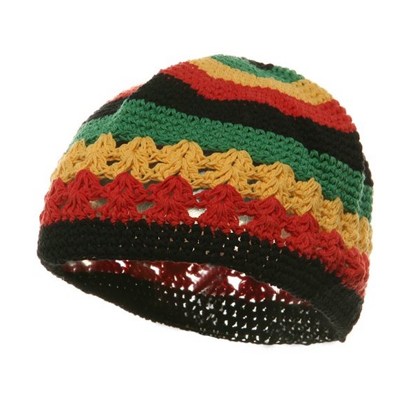 Hand Crocheted Beanie (02)-Rasta