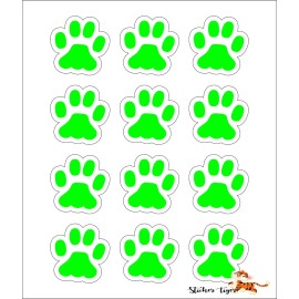 Sticker Tiger Small Green Paw Prints Sheet 12 - Dog, CAT, Window Bumper Laptop Sticker