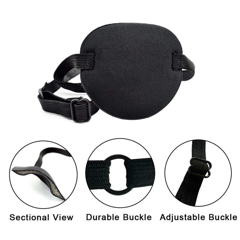 2 Pcs Adjustable Pirate Eye Patch, Soft Reusable Eyepatch for