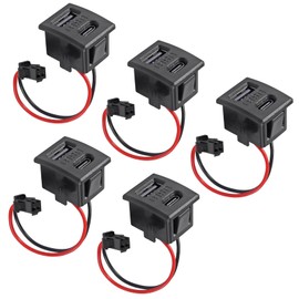 DWEII 5PCS Black Double Layer USB Female Base Type-C Socket and Female USB Lamp Charging Socket Power Socket with Cable Connector （USB Type-C ARC）