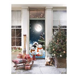 Christmas Decorations Door Cover, Snowmans Christmas Decorations, Christmas Outdoor Decor, Best Christmas Gift, Snowman Porch Light Cover DON36 (Banner, 96 tall x 36 wide inches)