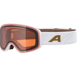 ALPINA LADIS Q Mirrored, Contrast-Enhancing OTG Ski Goggles with 100% UV Protection for Adults, White/Gold Matt, One Size