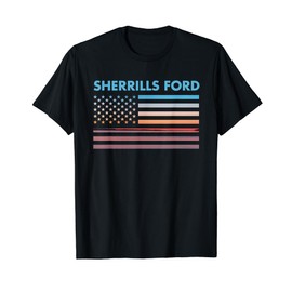Vintage Sunset American Flag Sherrills Ford, North Carolina T-Shirt