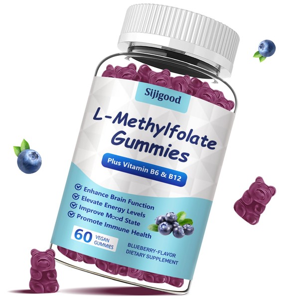 Sijigood L-Methylfolate Gummies with Methyl B12 - Empower Mood, Optimize