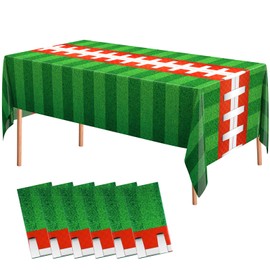 Oudain 6 Pcs Football Party Tablecloth 108 x 54 Inches Rectangle Rugby Table Cloth Disposable Plastic Sport Themed Table Covers for Football Rugby Day Birthday Party Supplies Favors (Green)
