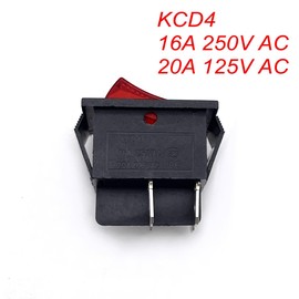 JZK 250VAC 16A Red Light Illuminated Rocker Switch DPST ON-Off 4 Pin 2 Position Waterproof Cover for Car Auto Boat Household Appliances