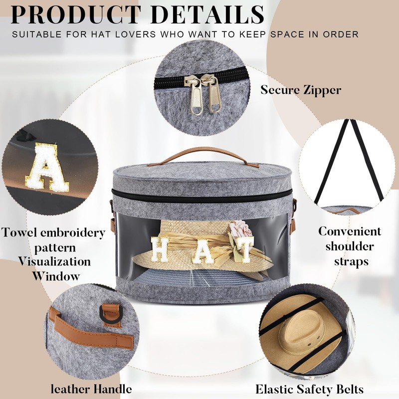 Dansydaisy Hat Box with Shoulder Strap & Multiple Handles, Foldable