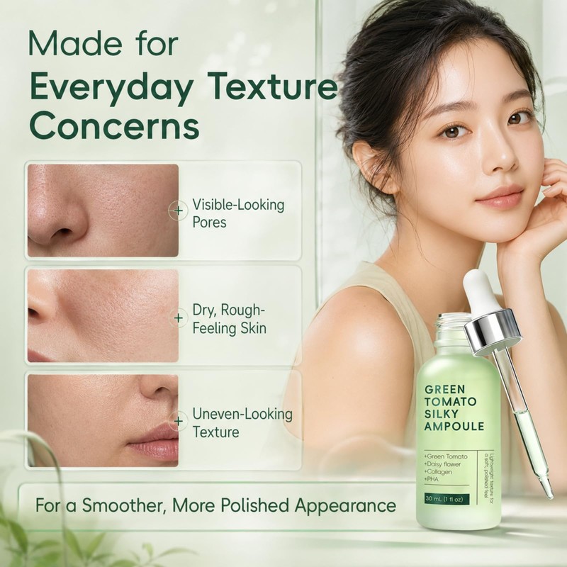 Green Tomato Ampoule Pore Refining Face Serum for Smooth-Looking Skin,