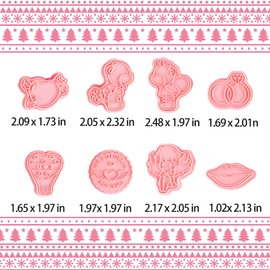 BESEK Valentine's Day Cookie Cutters: With Plunger Stamps Set, 8 Piece 3D Embossing Cutters For Biscuit Fondant Cheese Baking Molds