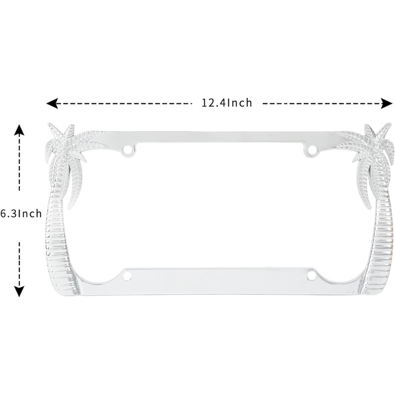 Chrome Palm Tree License Plate Frame for Women, Cute Hawaiian