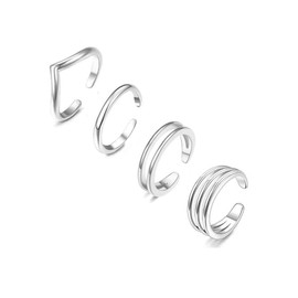 Ritach 925 Sterling Silver Minimalist Toe Rings Set 14K Gold Plated Simple Open Adjustable Band Toe Rings for Women Beach Foot Jewelry for Summer