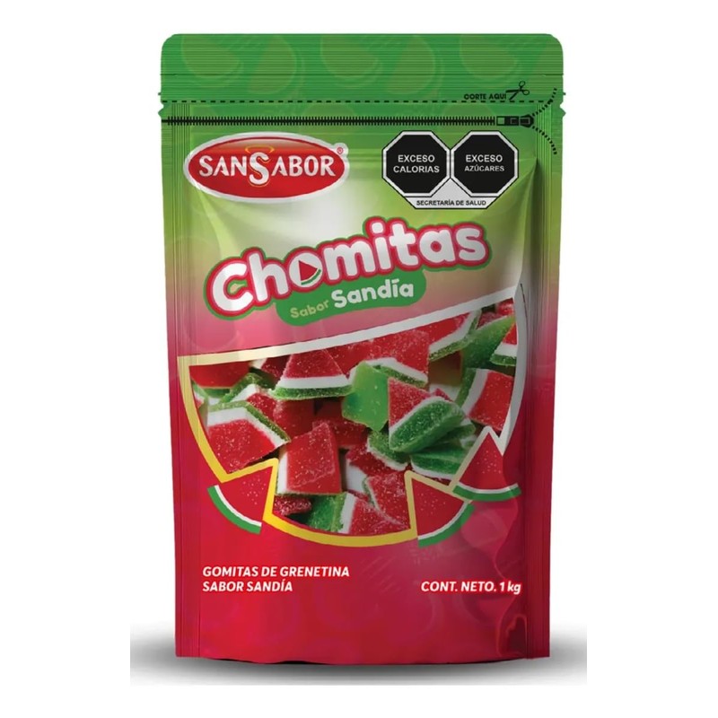 Gomitas San Sabor Chomitas de Grenetina Sabor Sandía 1kg