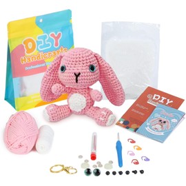 Crochet Kit for Beginners,Crochet Animal Kit for Beginners with Step-by-Step Video Tutorials,Learn to Crochet Kit for Kids Ages 13+ and Adults,Crochet Rabbit (40%+ Yarn)