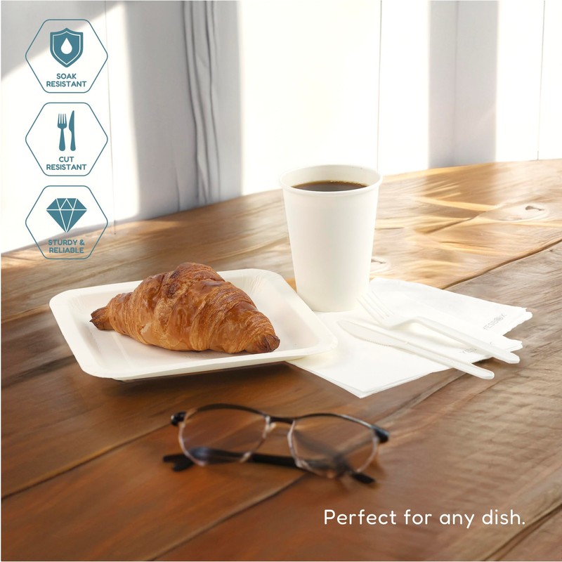 yesbox Paper Plates 10 Inch - Heavy Duty Biodegradable Disposable